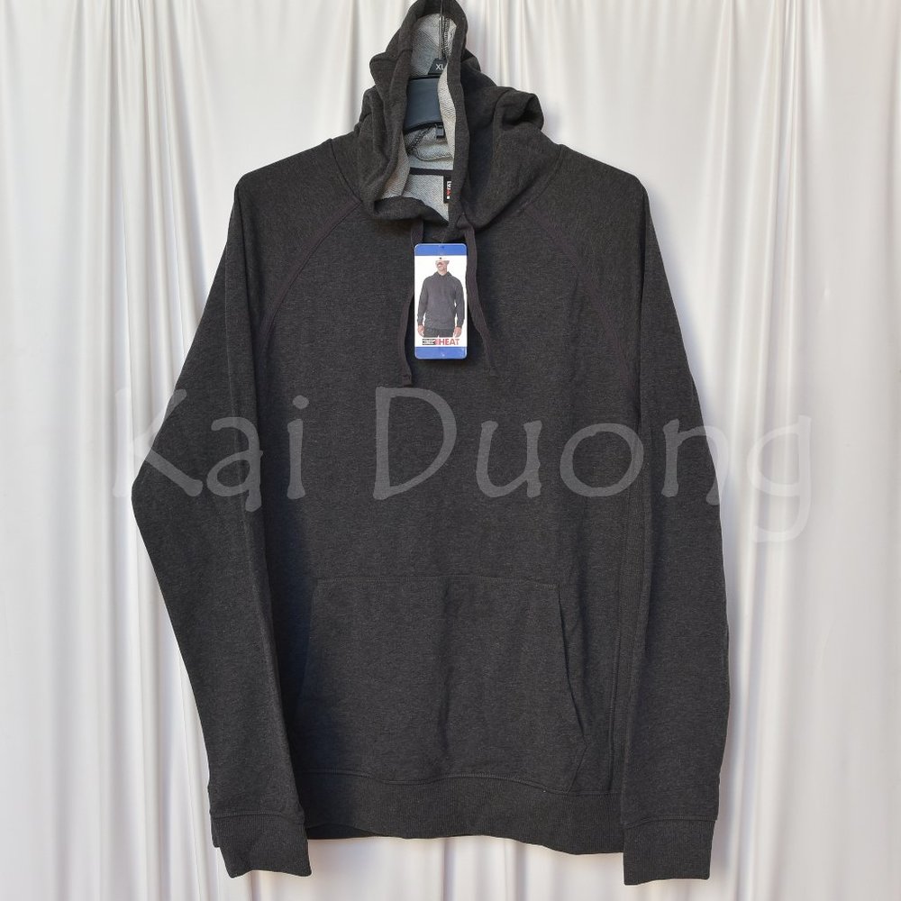 32 Degrees Heat Men's French Terry Long Sleeve Hoodie Sweatshirt BLACK - Picture 1 of 5